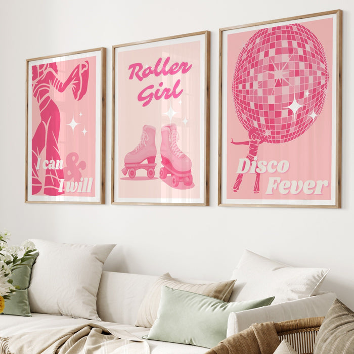 Trendy Disco Print | Pink Wall Art | Printable Bar Art | Pink and Orange | Bar Prints Modern | Retro Dorm Decor | Gift for Daughter, Disco