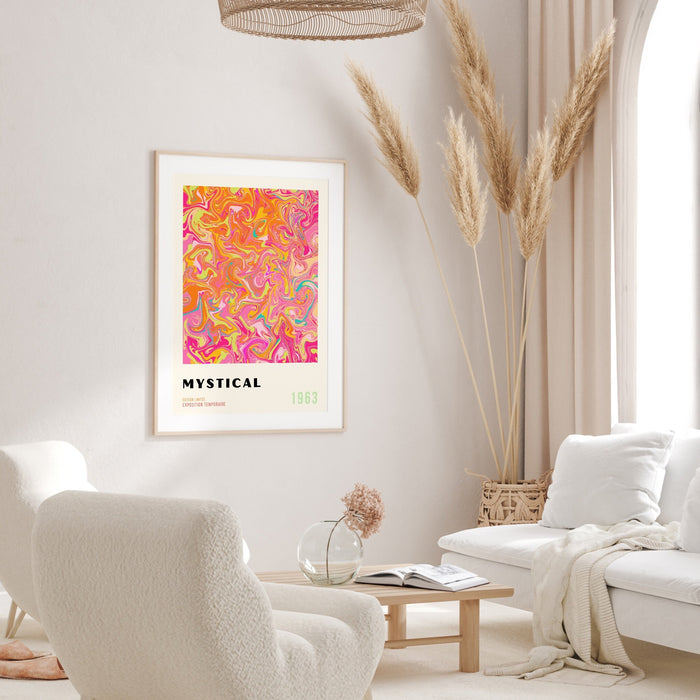 Psychadelic Digital Download, 70s Style Poster, 60s Flower Print, Orange Pink Decor, Dork Room Wall Art, Printable set of 3, Trendy Wall Art