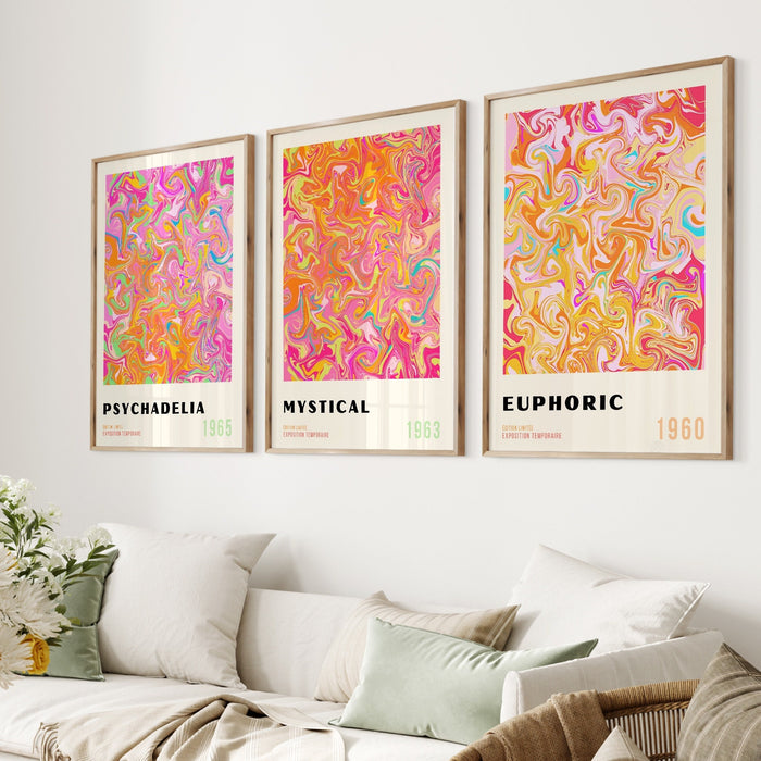 Orange and Pinnk Trendy Wall Art, Retro Wall Art, 70s Wall Art, Aesthetic Wall Art, Wall Prints Trendy, Aesthetic Room Decor, Psychedelic