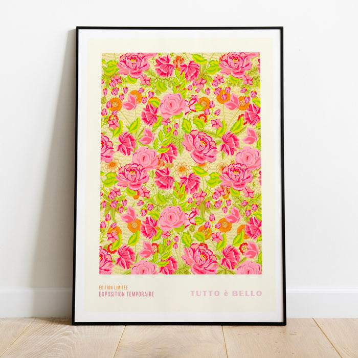 Gallery Wall Art Set Of 3 Prints, Kitchen Wall Art, Kitchen Decor, Pink Green Flower Market Print, 70s Style Poster, 60s 70, Pink Printable