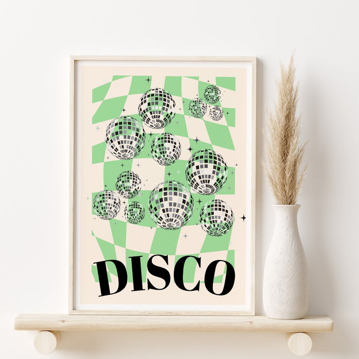 Trendy Retro Disco Ball Poster | Retro Print | Preppy Poster | Disco Poster | Trendy Retro | Disco Ball Decor  | Preppy prints | Minimalist