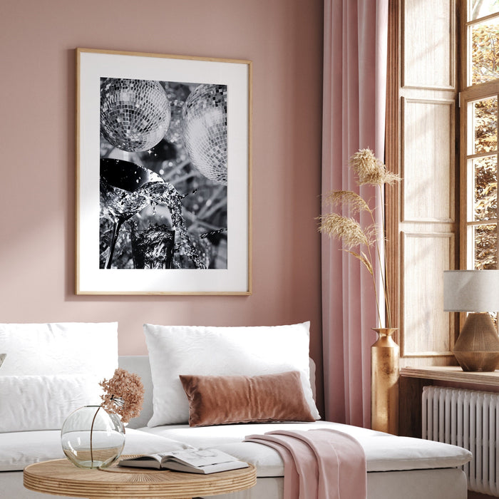 Fashion Girl Print | Disco Print | Girls Drinking Print | Fashion Wall Art | Stylish Wall Art | Black And White Art | Funky Prints
