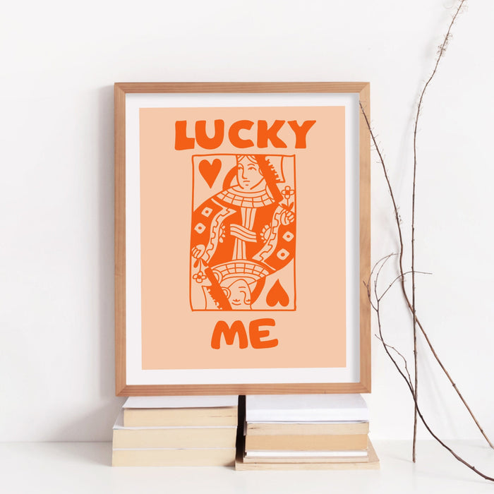 Retro Trendy Aesthetic Wall Art, Wall Print, Digital Download Print, Wall Decor, Large Printable Art, Queen of Hearts, Lucky You, Set of 3