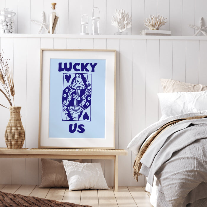 Retro Trendy Aesthetic Wall Art, Wall Print, Digital Download Print, Wall Decor, Large Printable Art, Queen of Hearts, Lucky You, Set of 3