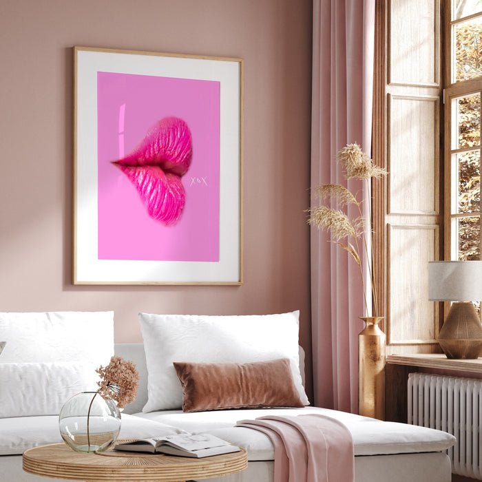 Set of 3, Bisous Kisses Print | Red Kiss Printable Wall Art, Pink Lips Printable Wall Art, Pink Lip, Orange and Pink Wall Decor, Lip Prints
