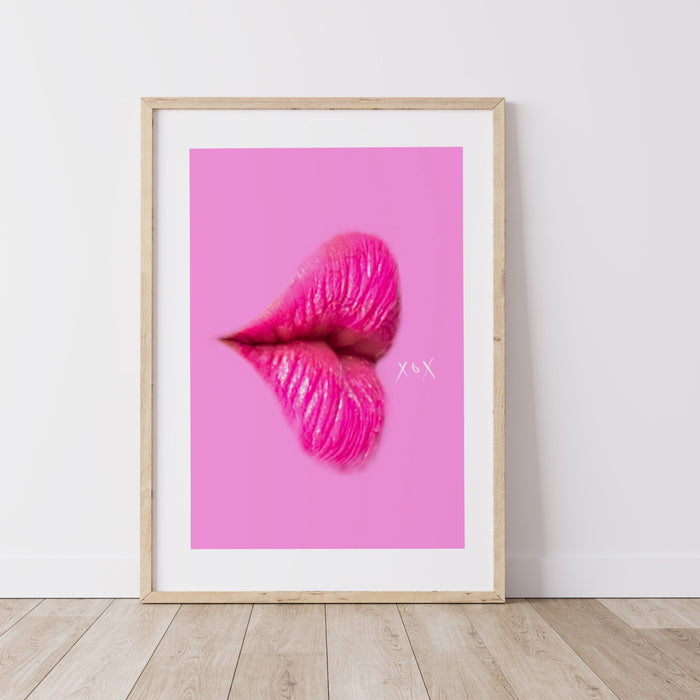 Set of 3, Bisous Kisses Print | Red Kiss Printable Wall Art, Pink Lips Printable Wall Art, Pink Lip, Orange and Pink Wall Decor, Lip Prints