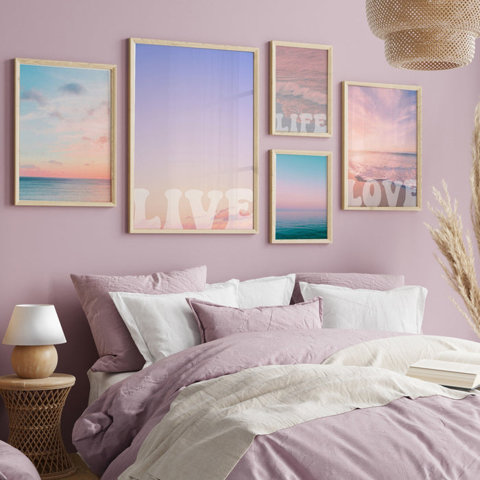 Set of 6 Pastel Purple Orange Print Gallery Wall | Digital Art Download | Ocean Blush  Printable Art Decor, Download Decor, Ocean Blush Pink