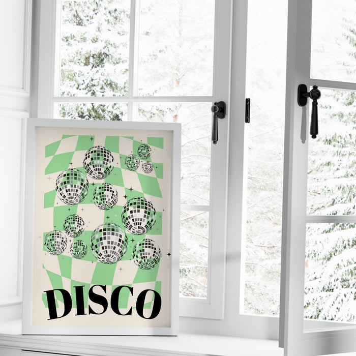 Trendy Retro Disco Ball Poster | Retro Print | Preppy Poster | Disco Poster | Trendy Retro | Disco Ball Decor  | Preppy prints | Minimalist