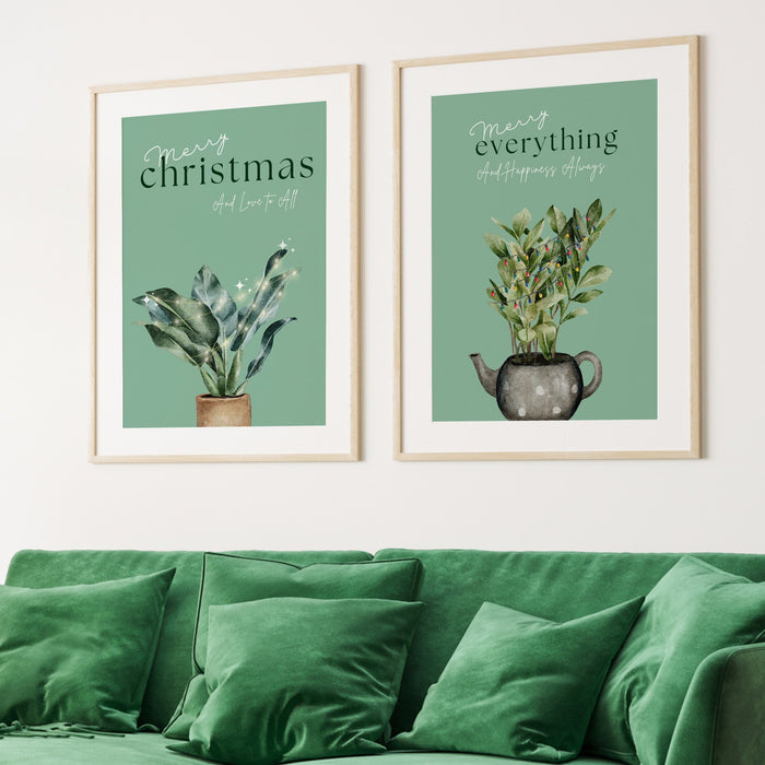 Christmas Kitchen Decor, Winter Botanical Print, DIGITAL DOWNLOAD, Christmas Wall Art, Scandinavian Print, Plant Lover Gift, Sage Green Art