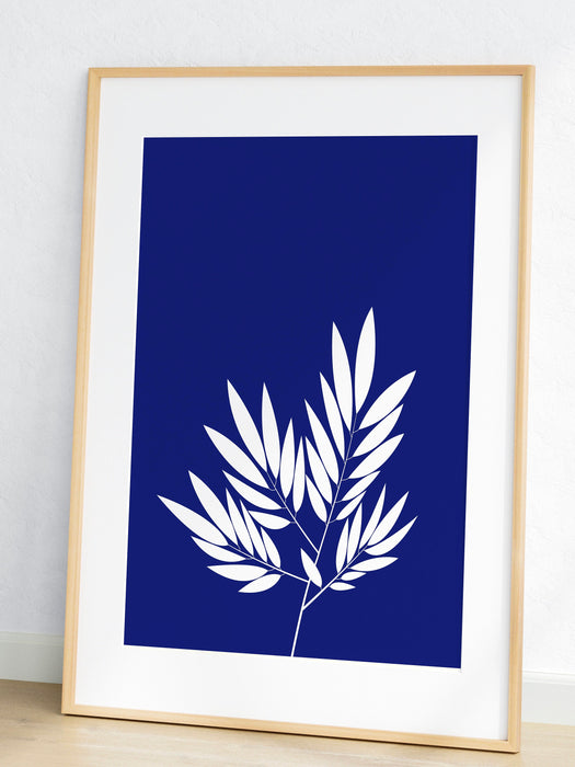 Blue wall decor gallery set of 9, fern leaf prints, botanical prints, trendy poster set, minimalist art set, blue white wall art, botanical