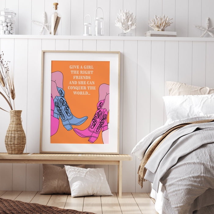 Trendy Retro Wall Art,Pink Cowgirl boots poster,Pink Cowgirl Poster,Funny Art, Digital, Cowgirl Wall Art ,Preppy Wall Art, trendy preppy art