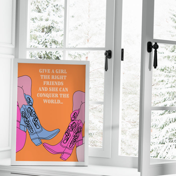 Trendy Retro Wall Art,Pink Cowgirl boots poster,Pink Cowgirl Poster,Funny Art, Digital, Cowgirl Wall Art ,Preppy Wall Art, trendy preppy art