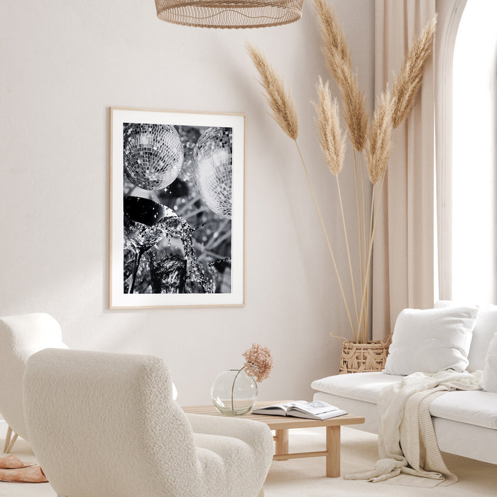 Fashion Girl Print | Disco Print | Girls Drinking Print | Fashion Wall Art | Stylish Wall Art | Black And White Art | Funky Prints