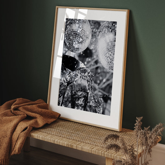 Fashion Girl Print | Disco Print | Girls Drinking Print | Fashion Wall Art | Stylish Wall Art | Black And White Art | Funky Prints