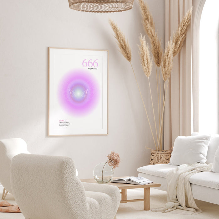 666 Angel Number  | Aura Poster | Spiritual Wall Art | Gradient Print | Angel Numbers | Affirmation Wall Art | Aura Print | Printable decor