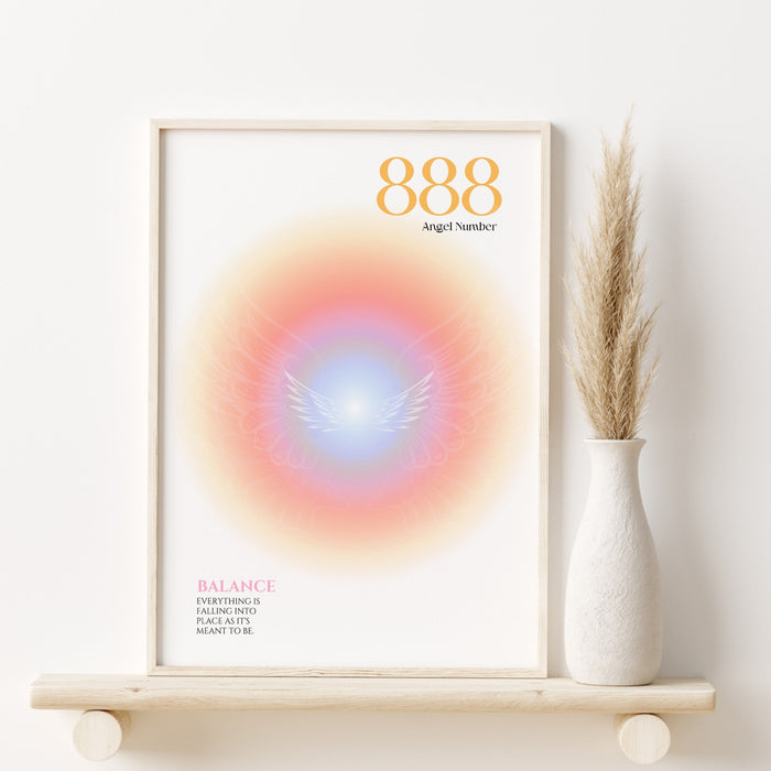 888 Angel Number  | Aura Poster | Spiritual Wall Art | Gradient Print | Angel Numbers | Affirmation Wall Art | Aura Print | Printable decor