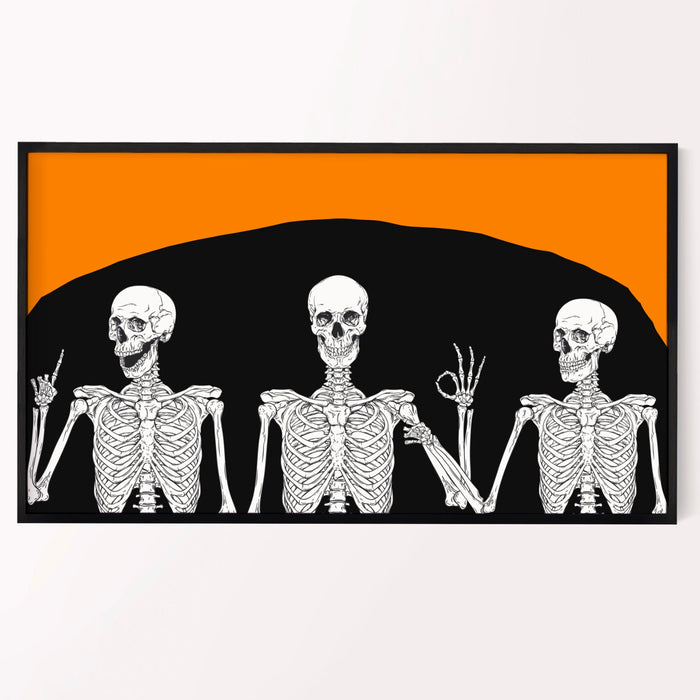 samsung frame tv art | halloween frame tv art | funny skeletons | black and white | spooky decor | samsung art tv | digital download