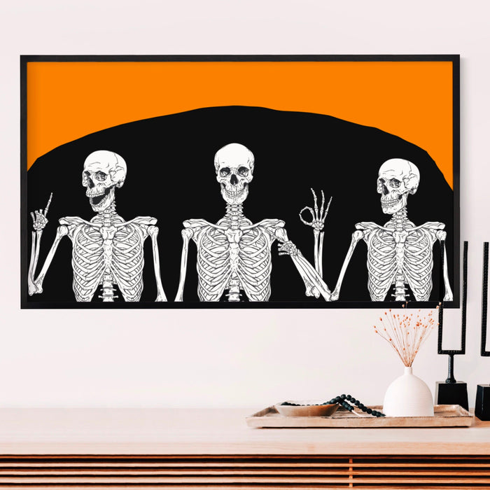 samsung frame tv art | halloween frame tv art | funny skeletons | black and white | spooky decor | samsung art tv | digital download
