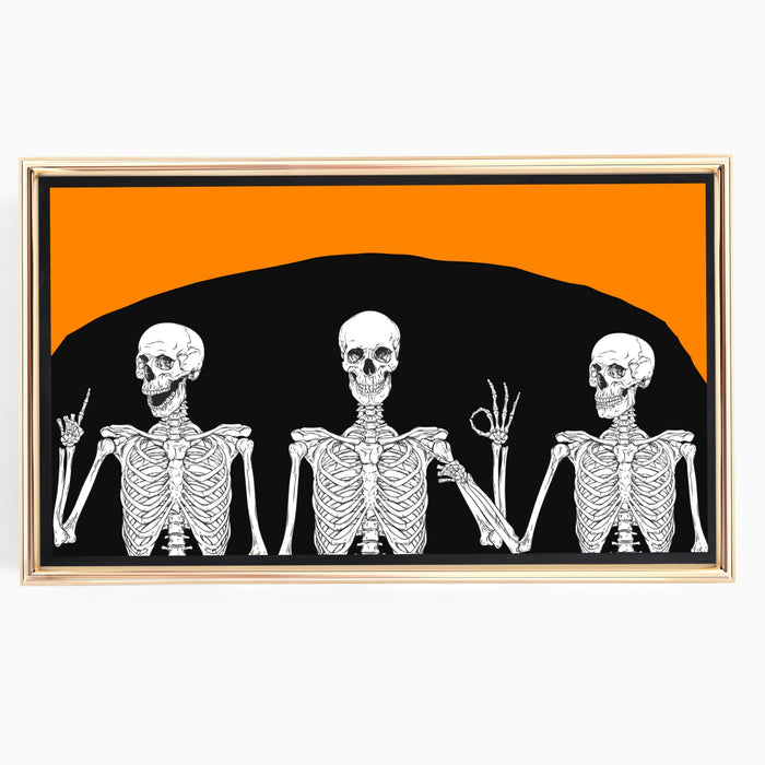 samsung frame tv art | halloween frame tv art | funny skeletons | black and white | spooky decor | samsung art tv | digital download