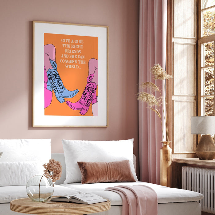 Trendy Retro Wall Art,Pink Cowgirl boots poster,Pink Cowgirl Poster,Funny Art, Digital, Cowgirl Wall Art ,Preppy Wall Art, trendy preppy art