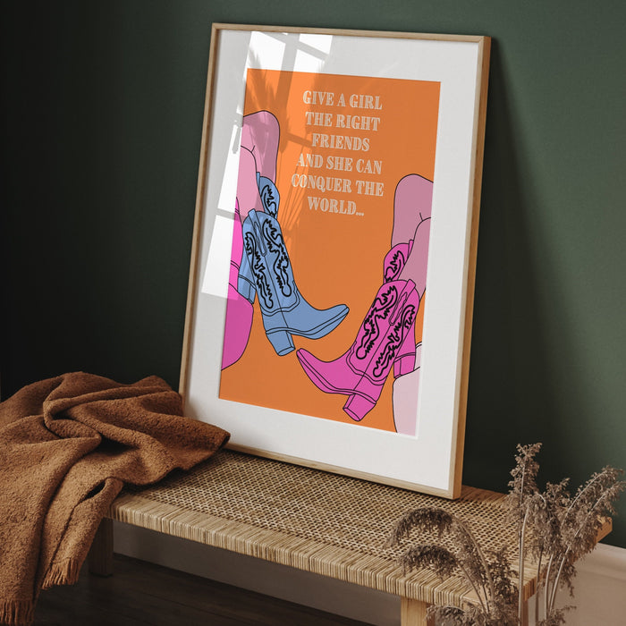 Trendy Retro Wall Art,Pink Cowgirl boots poster,Pink Cowgirl Poster,Funny Art, Digital, Cowgirl Wall Art ,Preppy Wall Art, trendy preppy art