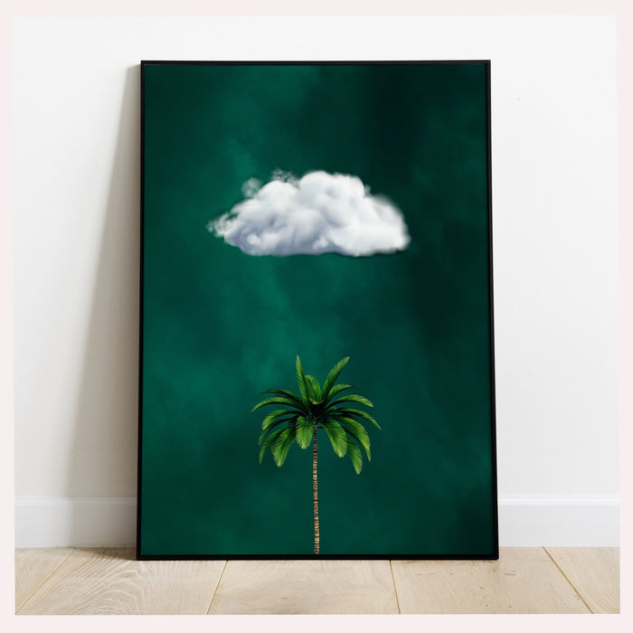 Emerald Green Decor,Palm Tree Cloud Printable,Emerald Green Wall Art,Nature Art Print,Minimalist Wall Art,Maximalist,Green Decor,Botanical