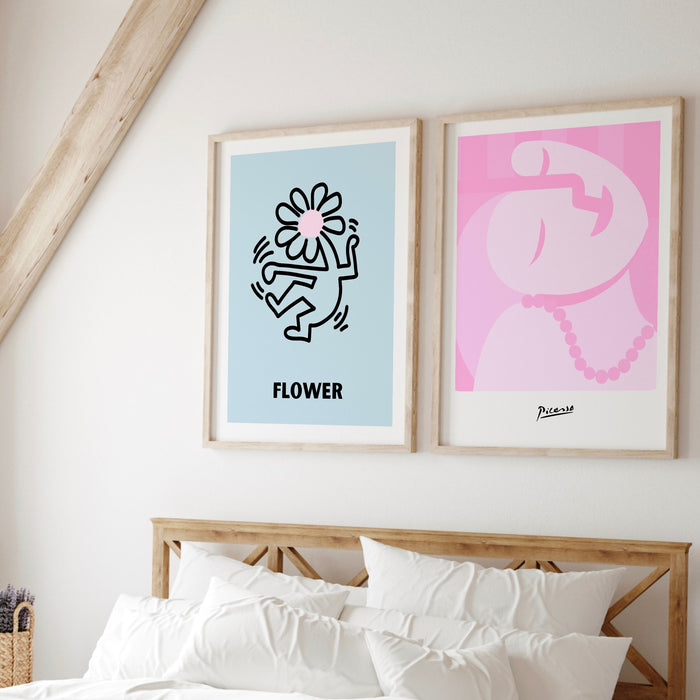 Gallery Wall Set Of 3 Prints,Picasso Print, Flower Market Print,Matisse Cut Out,Trendy Wall Art,Digital Download,Pale Pink Wall Art, Haring