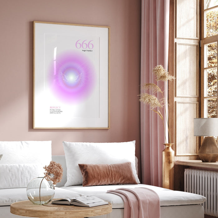 666 Angel Number  | Aura Poster | Spiritual Wall Art | Gradient Print | Angel Numbers | Affirmation Wall Art | Aura Print | Printable decor