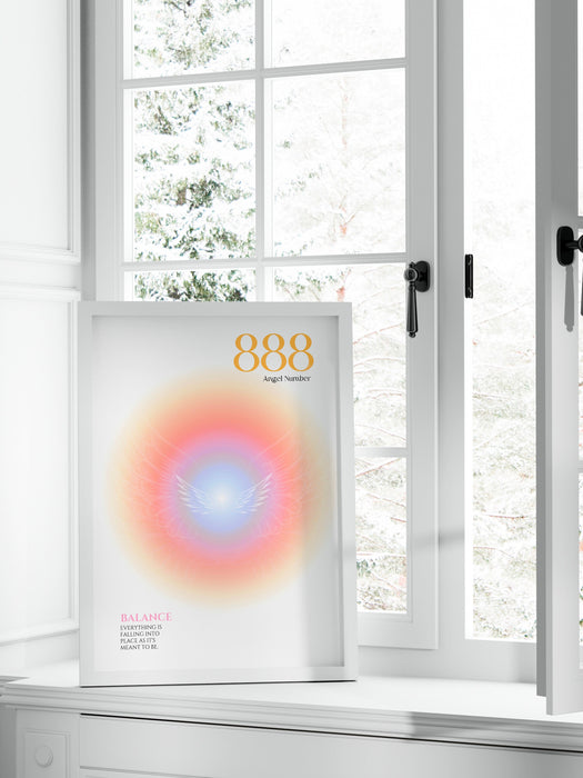888 Angel Number  | Aura Poster | Spiritual Wall Art | Gradient Print | Angel Numbers | Affirmation Wall Art | Aura Print | Printable decor