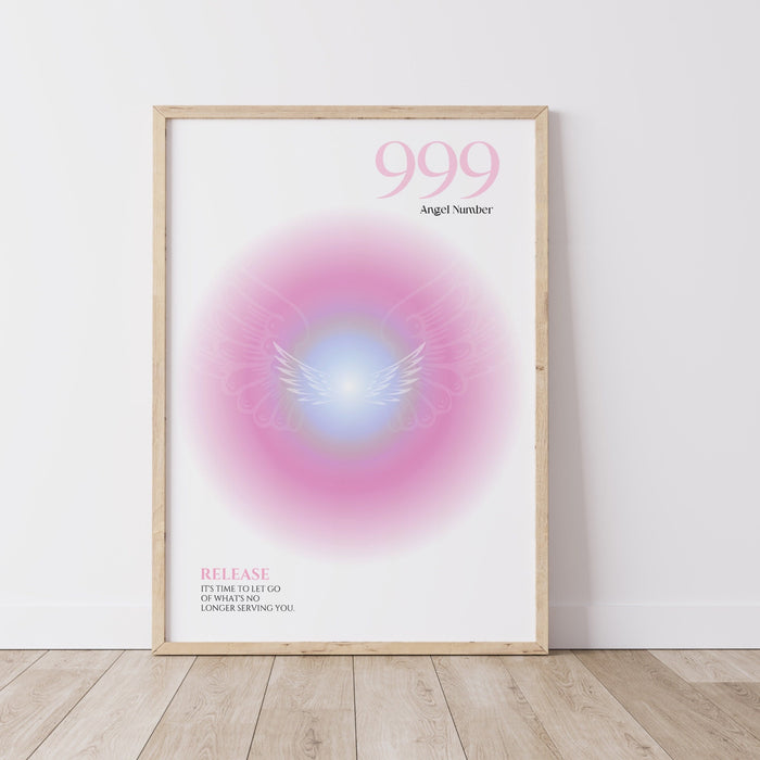 999 Angel Number  | Aura Poster | Spiritual Wall Art | Gradient Print | Angel Numbers | Affirmation Wall Art | Aura Print | Printable decor