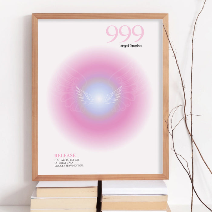 999 Angel Number  | Aura Poster | Spiritual Wall Art | Gradient Print | Angel Numbers | Affirmation Wall Art | Aura Print | Printable decor