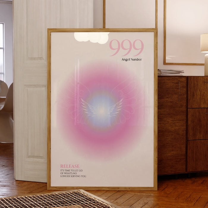 999 Angel Number  | Aura Poster | Spiritual Wall Art | Gradient Print | Angel Numbers | Affirmation Wall Art | Aura Print | Printable decor