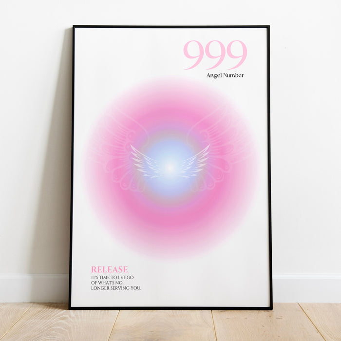 999 Angel Number  | Aura Poster | Spiritual Wall Art | Gradient Print | Angel Numbers | Affirmation Wall Art | Aura Print | Printable decor