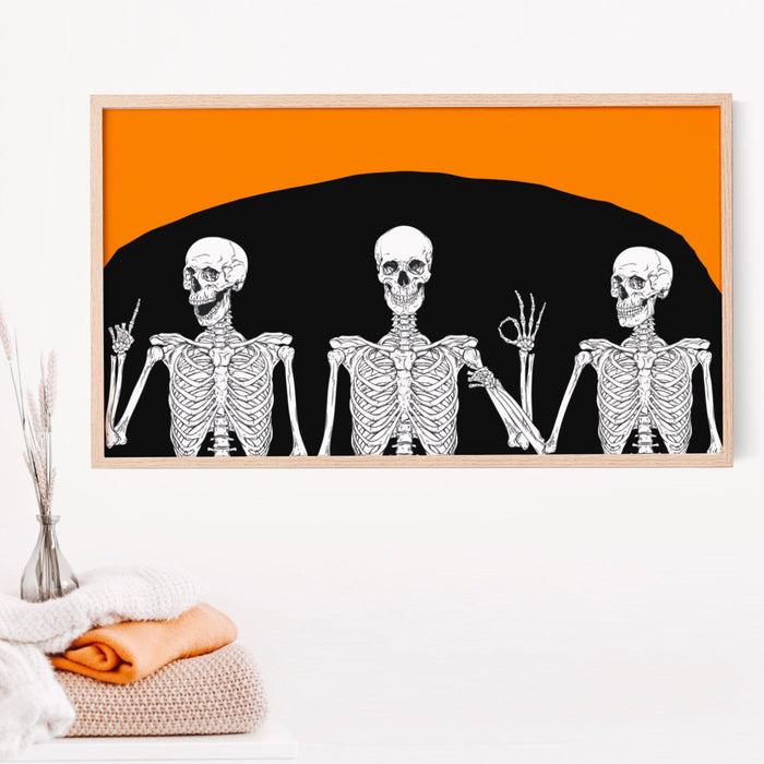 samsung frame tv art | halloween frame tv art | funny skeletons | black and white | spooky decor | samsung art tv | digital download