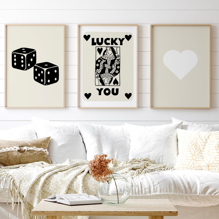 Black and Beige Neutral Poster, Trendy Retro Wall Art, Set of 9,Trendy Aesthetic Print,Lucky You Poster,Trendy Wall Art,Boho Digital Art