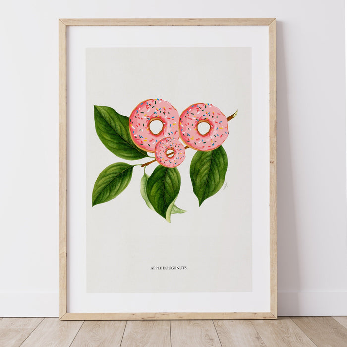Botanical vintage, set of 3, donuts poster, Green and pink, Modern kitchen art, Printable wall art, Plant lover gift,donut, INSTANT DOWNLOAD