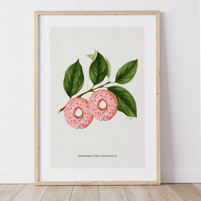 Botanical vintage, set of 3, donuts poster, Green and pink, Modern kitchen art, Printable wall art, Plant lover gift,donut, INSTANT DOWNLOAD