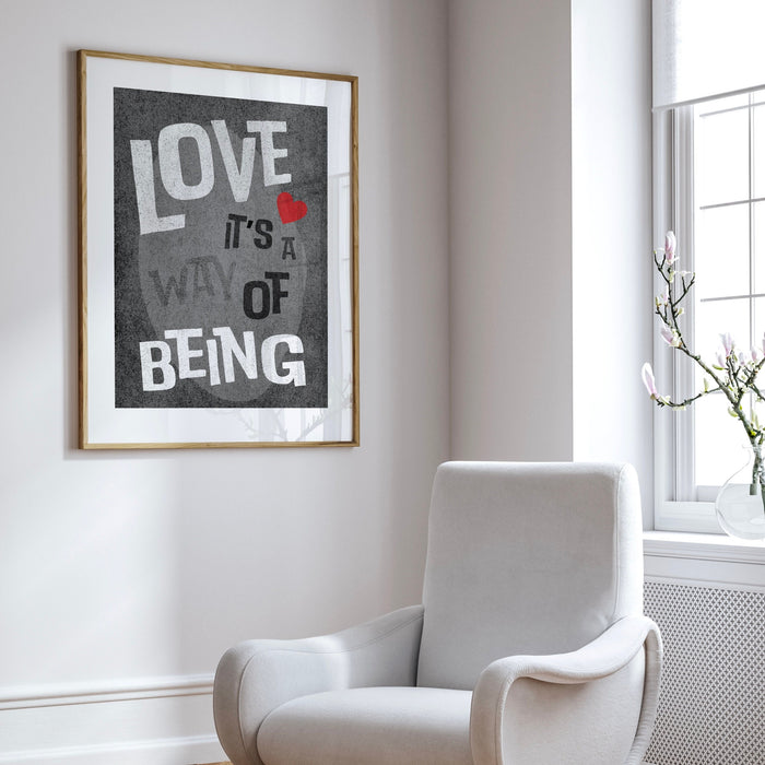 Black and White Print | Trendy Retro Wall Art | Love It's A Way Of Being | Typography Poster | INSTANT Digital Wall Art |  Eclectic Art Deco