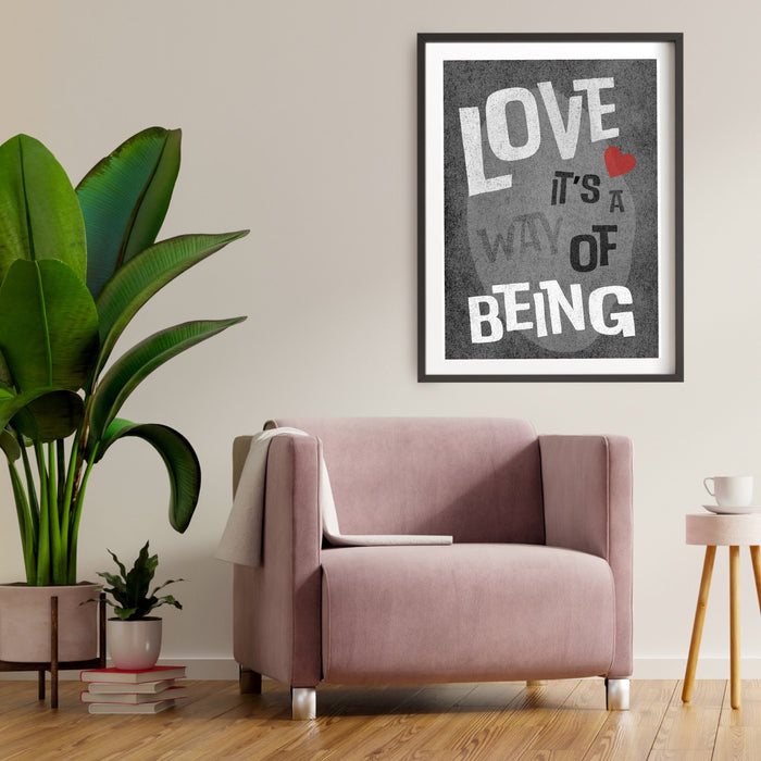 Black and White Print | Trendy Retro Wall Art | Love It's A Way Of Being | Typography Poster | INSTANT Digital Wall Art |  Eclectic Art Deco