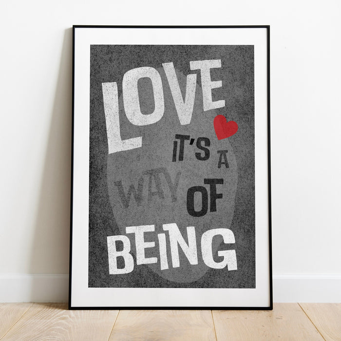 Black and White Print | Trendy Retro Wall Art | Love It's A Way Of Being | Typography Poster | INSTANT Digital Wall Art |  Eclectic Art Deco