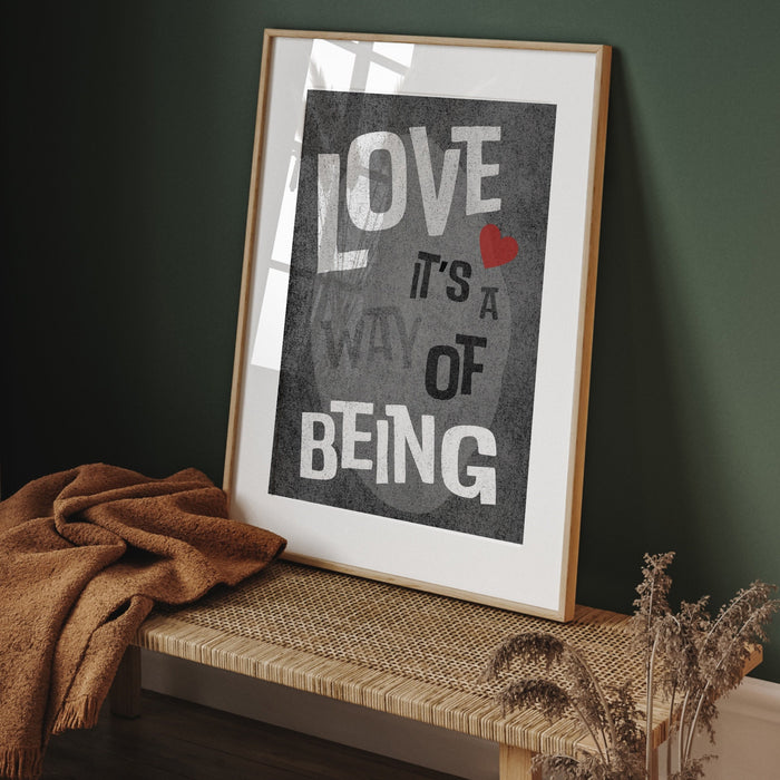 Black and White Print | Trendy Retro Wall Art | Love It's A Way Of Being | Typography Poster | INSTANT Digital Wall Art |  Eclectic Art Deco