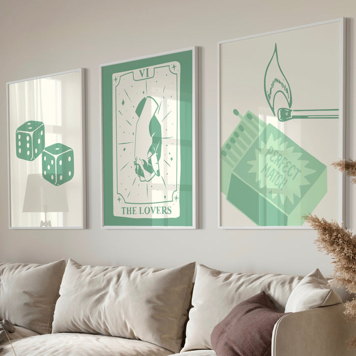 Trendy Retro Wall Art Set of 9,Retro Trendy Aesthetic Print,Lucky You Poster,Sage Green Art, Trendy Wall Art,Funny Art, Minimalist, Digital