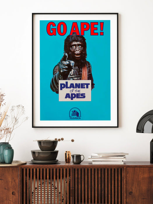 Retro Planet of the Apes, GO APE Movie Poster, Trendy Retro Wall Art, Film Print, Movie Poster, Vintage Printable Wall Art, Sci-Fi Poster