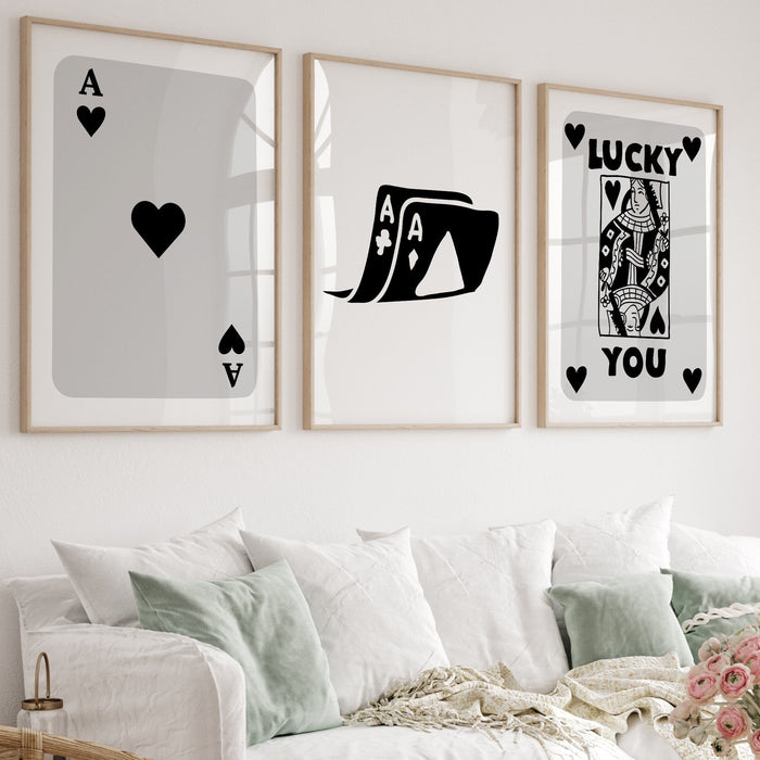 Trendy Retro Wall Art Set of 7,Retro Trendy Aesthetic Print,Lucky You Poster,Black and Beige Poster,Trendy Wall Art,Funny Art, Digital Art