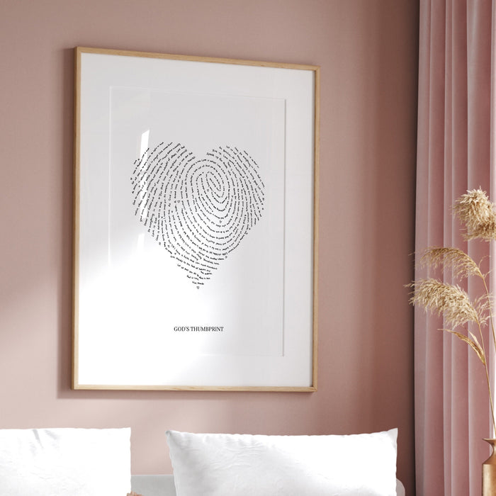 God's Thumbprint, Thumb print of God, Scripture, Aesthetic Print, Gift for Christian Art Gift for Daughter Heart of God Digital Printable