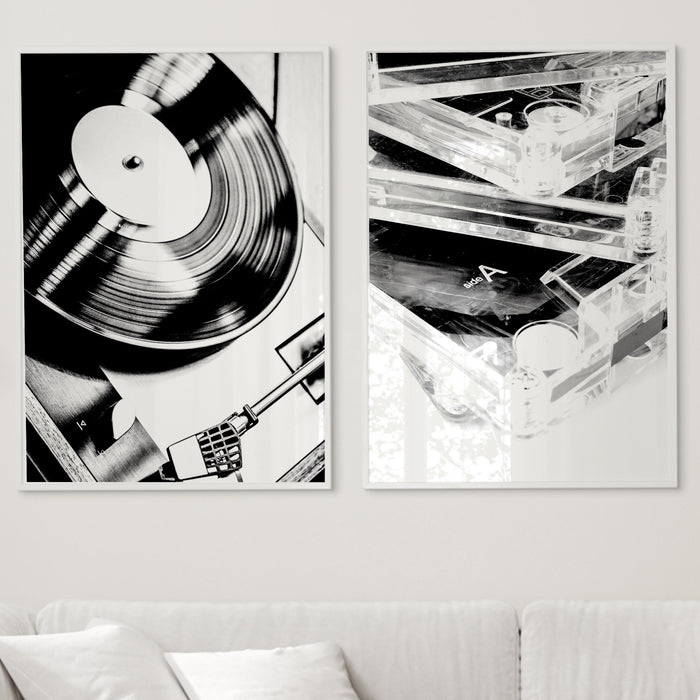 39"x55" Set of 3 Large Print Fashion Girl Print Disco Wall Art Girls Drinking Print Retro Art Trendy Black And White Art Funky Music Print