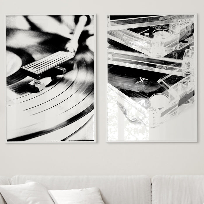 39"x55" Set of 3 Large Print Fashion Girl Print Disco Wall Art Girls Drinking Print Retro Art Trendy Black And White Art Funky Music Print