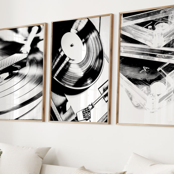39"x55" Set of 3 Large Print Fashion Girl Print Disco Wall Art Girls Drinking Print Retro Art Trendy Black And White Art Funky Music Print