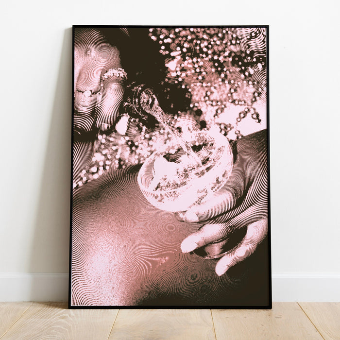 Fashion Girl Print | Disco Print | Girls Drinking Print | Fashion Wall Art | Stylish Wall Art | Black And White Art | Funky Prints | Trendy