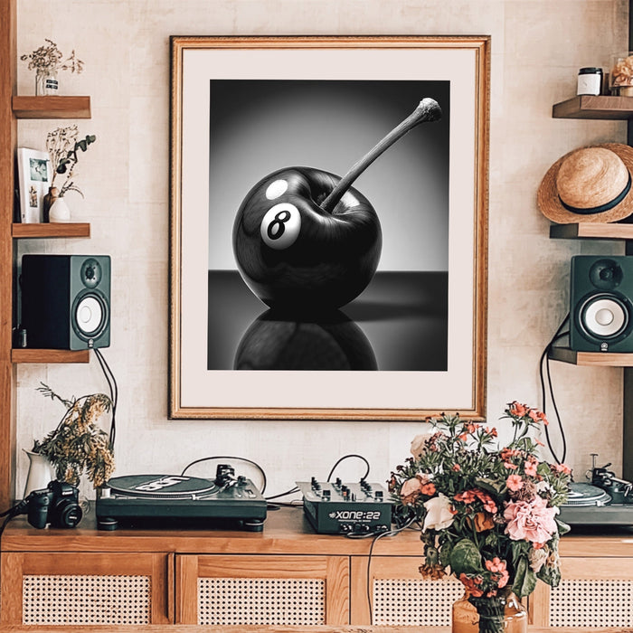 8 Ball Cherry Print Trendy Wall Art Minimalist Decor Retro cherry Dorm Room Art Large Printable Digital Download 1 print